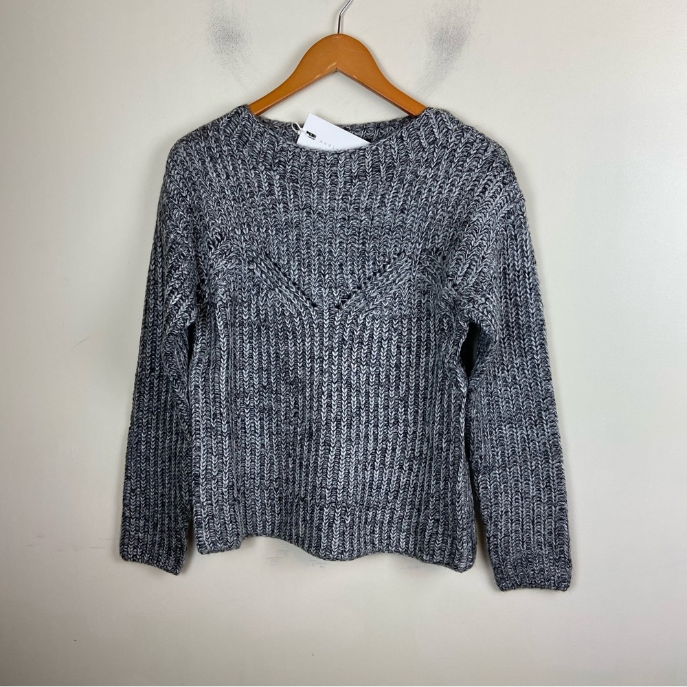 Endless Rose Heathered Gray Chunk Knit Open Back Pullover Sweater NWT Size XS